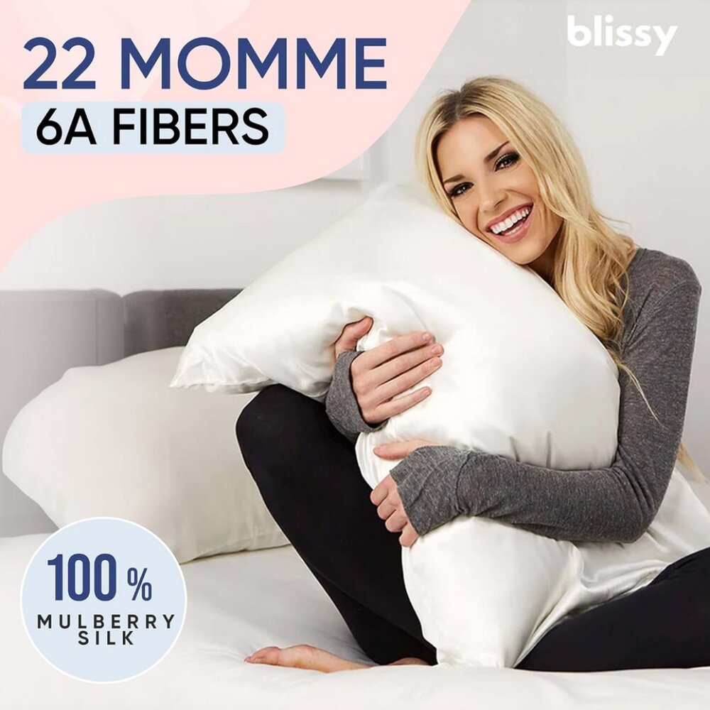 NWT Blissy 100% Silk Queen Pillowcase in White - Picture 10 of 10